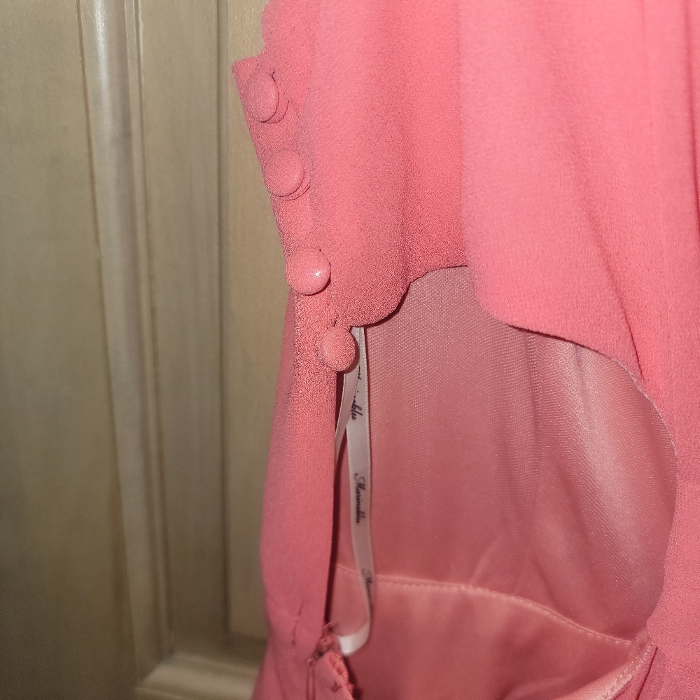 Misses Sz L Coral Dress Marineblu Sleeveless Partial Open Back Longer In Back - Picture 5 of 8